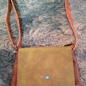 Elegant Olive and Tan Crossbody Bag